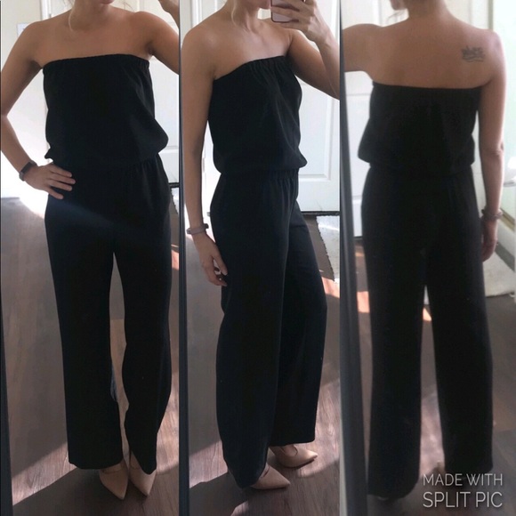 LOFT Pants - Ann Taylor LOFT black strapless jumpsuit